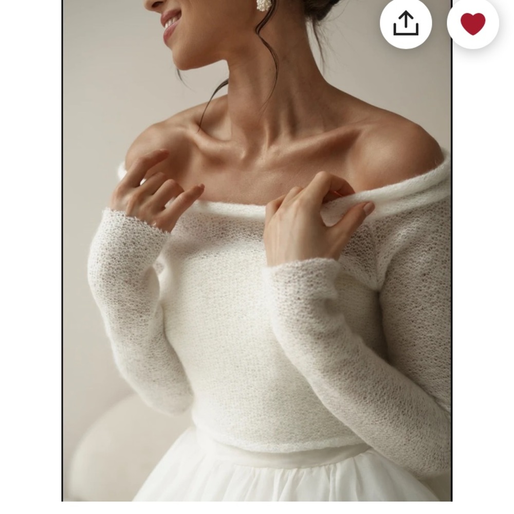 Bridal bolero - cropped sweater - off white, XS